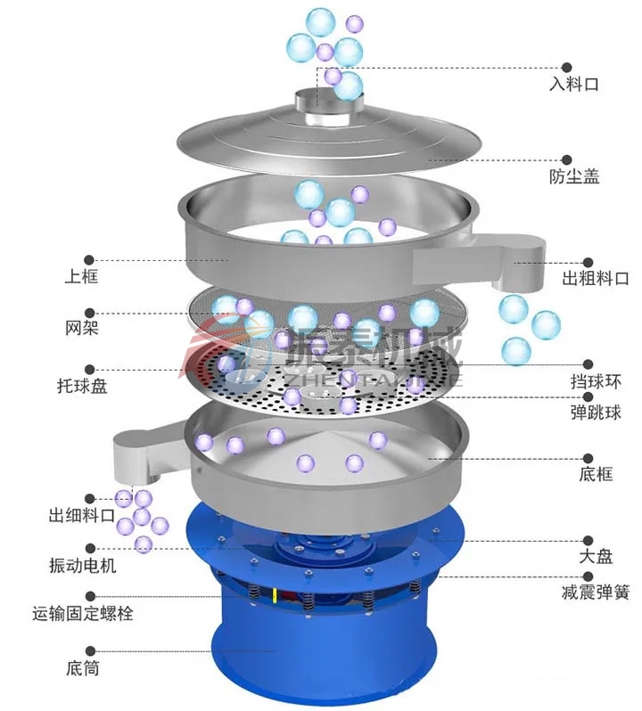 葡萄干除雜不銹鋼振動篩結構圖
